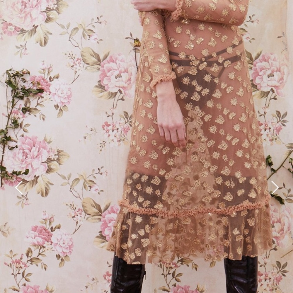 NWT For Love and Lemons Golden Garden Tulle Midi - Picture 4 of 6